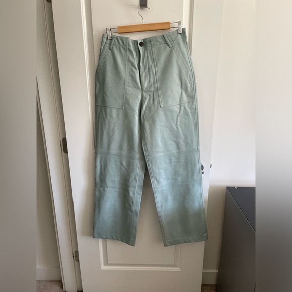 NWT Zara faux leather pants in light blue - Picture 1 of 3